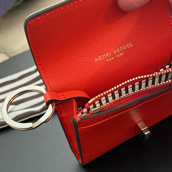 Henri Bendel Orange Leather Compact Wallet - Picture 7 of 16
